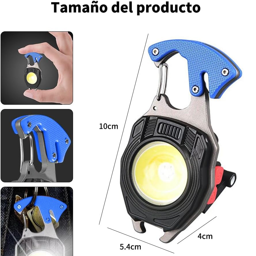 Llavero Multifuncional con Linterna LED Recargable