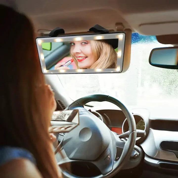Espejo de Maquillaje para Carro | Táctil con Luz LED y USB