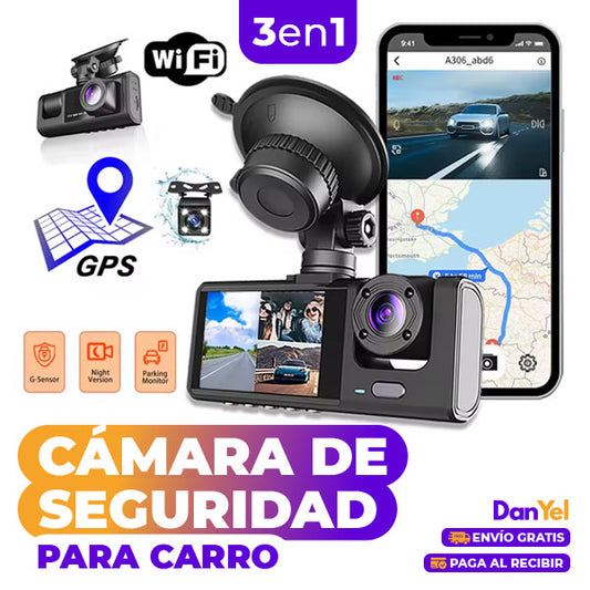 DASH CAM™ CÁMARA DE SEGURIDAD PARA CARRO 3 EN 1