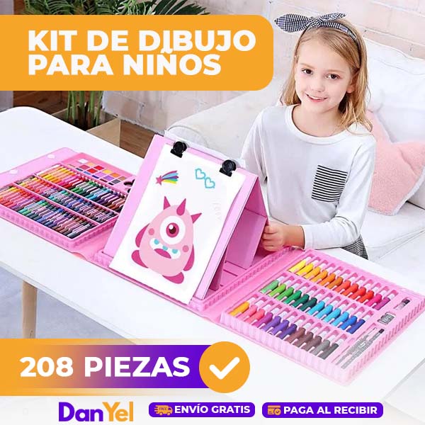 SET ARTE NIÑOS MALETA 208 PIEZAS CRAYON ACUARELA PLUMON