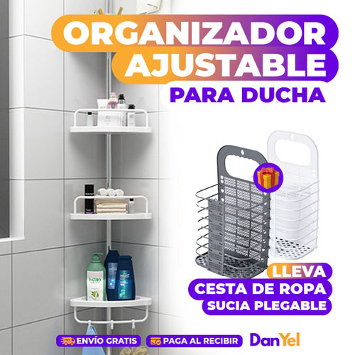 ORGANIZADOR AJUSTABLE PARA DUCHA+ 🎁 CESTA DE ROPA SUCIA PLEGABLE GRATIS 🔥SUPER PROMO 45% OFF🔥