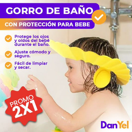 GORRO DE BAÑO CON PROTECCIÓN PARA BEBE 2X1