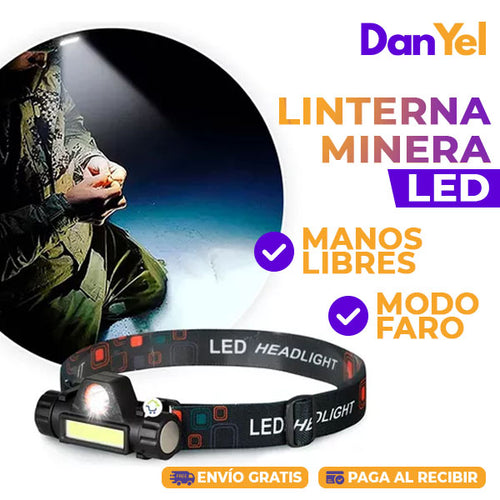 LINTERNA MINERA LED FARO - MANOS LIBRES