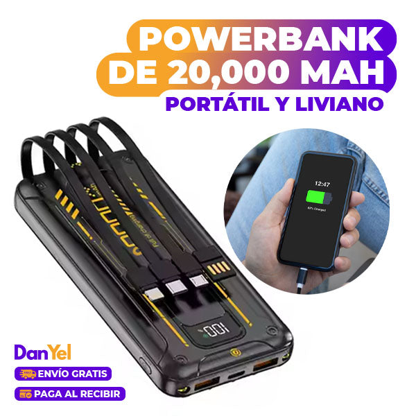 POWERBANK DE 20,000 MAH | PORTÁTIL Y LIVIANO | NEGRO ✨ÚLTIMO DÍA 35% OFF🔥