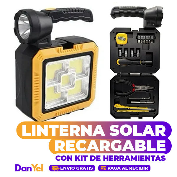 LIGHT MASTER KIT LINTERNA SOLAR RECARGABLE CON KIT DE HERRAMIENTAS