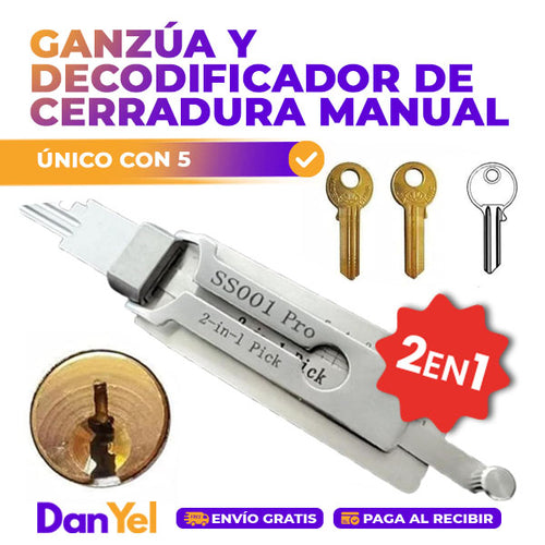 GANZÚA Y DECODIFICADOR DE CERRADURA MANUAL 2 EN 1