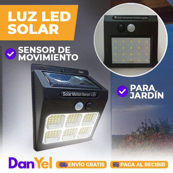 LUZ LED SOLAR, CON SENSOR DE MOVIMIENTO PARA JARDIN