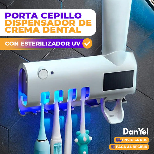 PORTA CEPILLO DISPENSADOR DE CREMA DENTAL CON ESTERILIZADOR UV