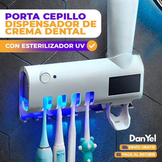 PORTA CEPILLO DISPENSADOR DE CREMA DENTAL CON ESTERILIZADOR UV