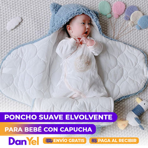 PONCHO SUAVE ELVOLVENTE PARA BEBÉ CON CAPUCHA