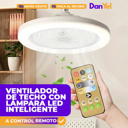 VENTILADOR DE TECHO INTELIGENTE CON LÁMPARA LED A CONTROL REMOTO