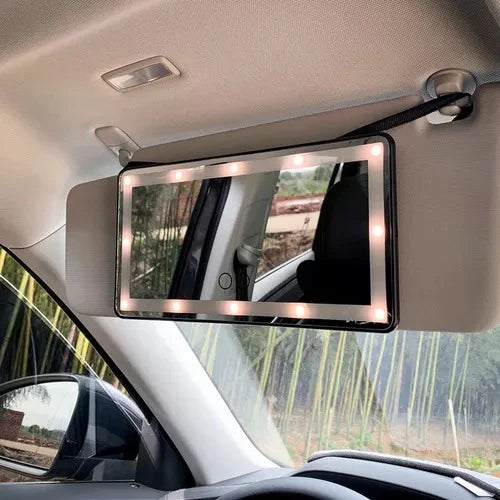 Espejo de Maquillaje para Carro | Táctil con Luz LED y USB
