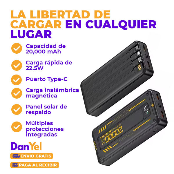 POWERBANK DE 20,000 MAH | PORTÁTIL Y LIVIANO | NEGRO ✨ÚLTIMO DÍA 35% OFF🔥