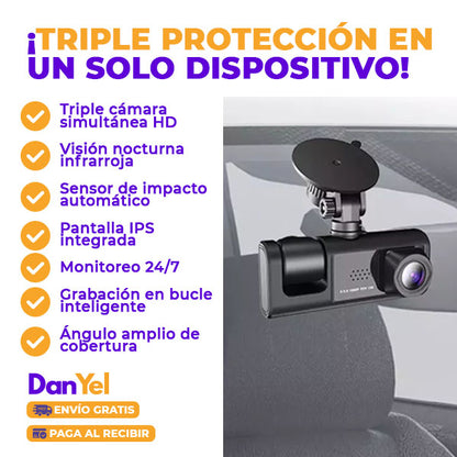 DASH CAM™ CÁMARA DE SEGURIDAD PARA CARRO 3 EN 1