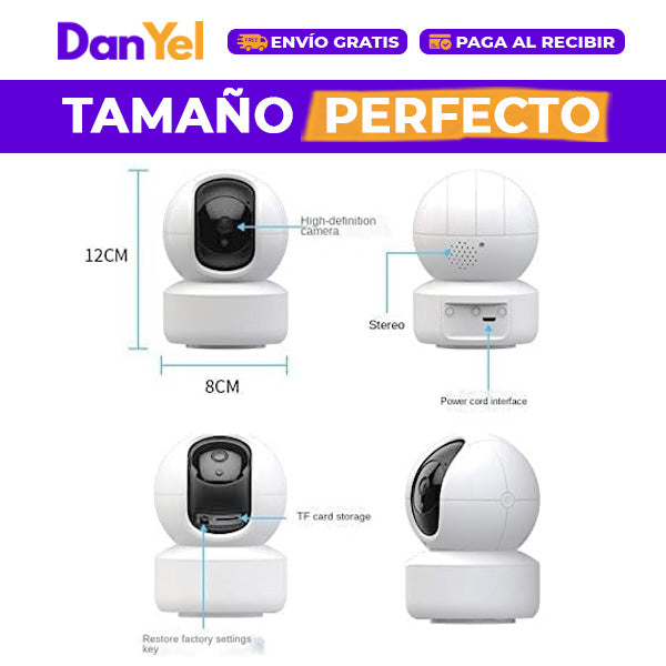 CAMARA INTELIGENTE WIFI CON AUDIO INTERIOR Y EXTERIOR CON ROTACION 360 GRADOS