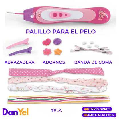 2 EN 1 SET PARA NIÑAS PARA HACER BRAZALETES Y DECORACION DE CABELLO