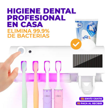 PORTA CEPILLO DISPENSADOR DE CREMA DENTAL CON ESTERILIZADOR UV