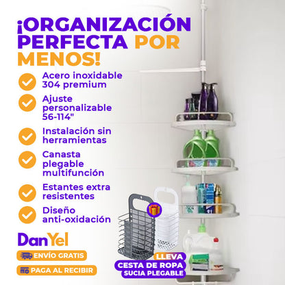 ORGANIZADOR AJUSTABLE PARA DUCHA+ 🎁 CESTA DE ROPA SUCIA PLEGABLE GRATIS 🔥SUPER PROMO 45% OFF🔥