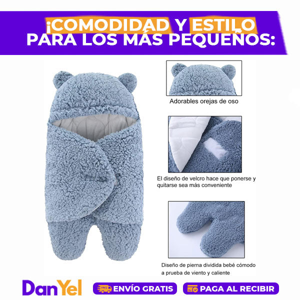 PONCHO SUAVE ELVOLVENTE PARA BEBÉ CON CAPUCHA