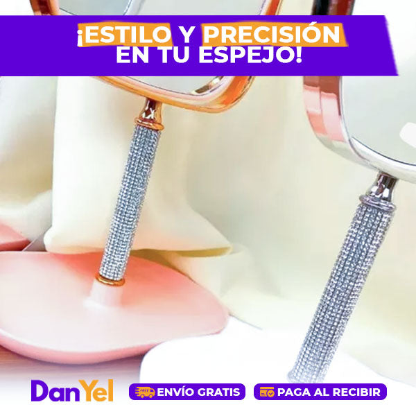 ESPEJO BELLEZA DE AUMENTO CON BASE Y PEDRERÍA COQUETTE