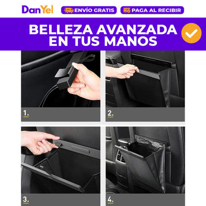 ELEGANTE BOLSA DE BASURA GRANDE PARA ASIENTO DE AUTO CON CIERRE MAGNÉTICO