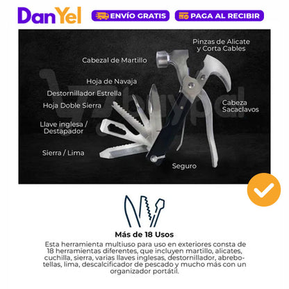 MARTILLO MULTIUSOS 18 EN 1 MULTI HERRAMIENTA NAVAJA ALICATES