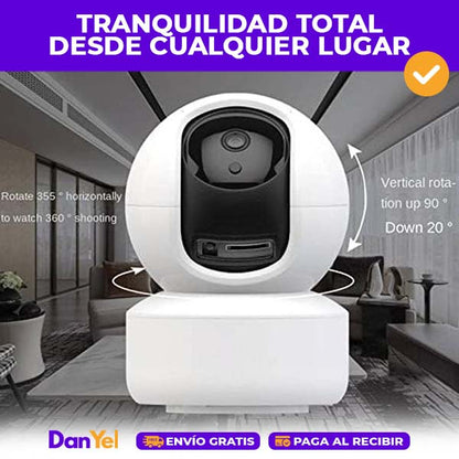 CAMARA INTELIGENTE WIFI CON AUDIO INTERIOR Y EXTERIOR CON ROTACION 360 GRADOS