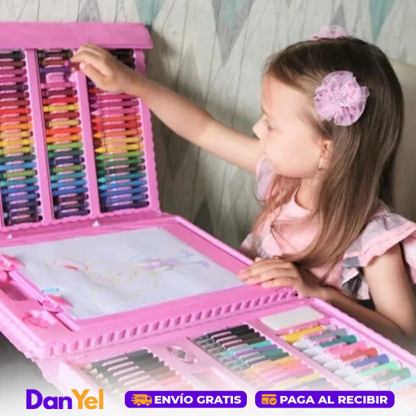 SET ARTE NIÑOS MALETA 208 PIEZAS CRAYON ACUARELA PLUMON