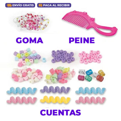 2 EN 1 SET PARA NIÑAS PARA HACER BRAZALETES Y DECORACION DE CABELLO