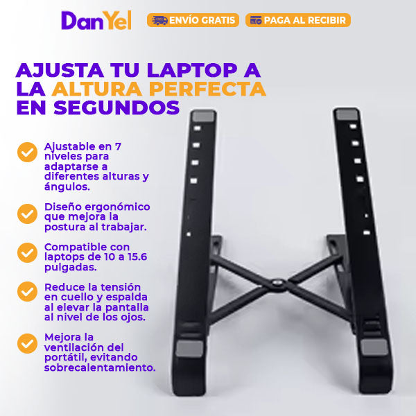 BASE SOPORTE PARA LAPTOP ERGONÓMICA RECLINABLE X 7 NIVELES