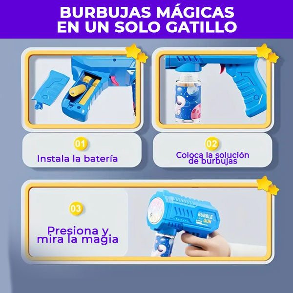 PISTOLA DE BURBUJAS BUBLE GUM