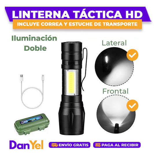 MINI LINTERNA TÁCTICA HD ILUMINACIÓN DOBLE