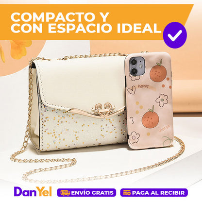 BOLSO DE HOMBRO CON GLITTER PARA MUJER CON CADENA DORADA | BOLSO DE NOCHE