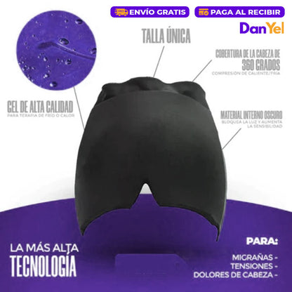 GORRO TERAPÉUTICO PARA MIGRAÑA CON GEL FRÍO Y CALIENTE