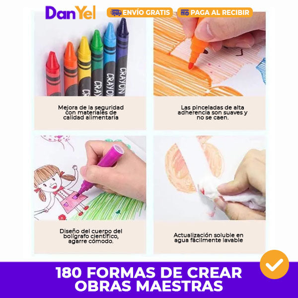 SET CREATIVO PARA DIBUJAR - ESTUCHE DE MADERA 180 PIEZAS