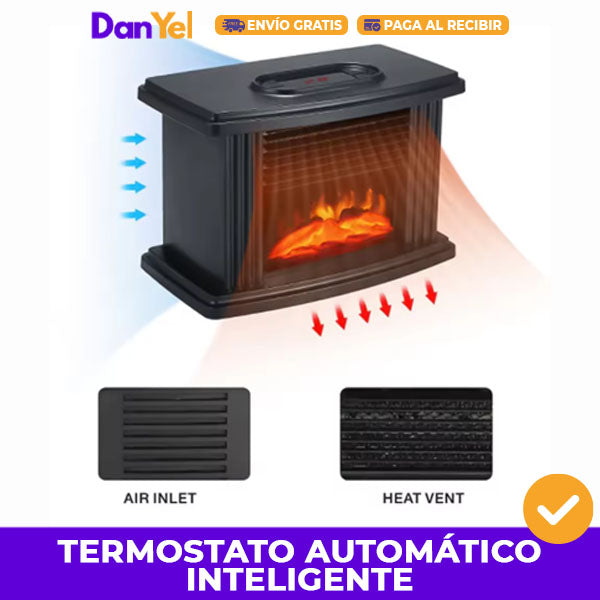 MINI CALENTADOR ELÉCTRICO DE CHIMENEA CON TERMOSTATO