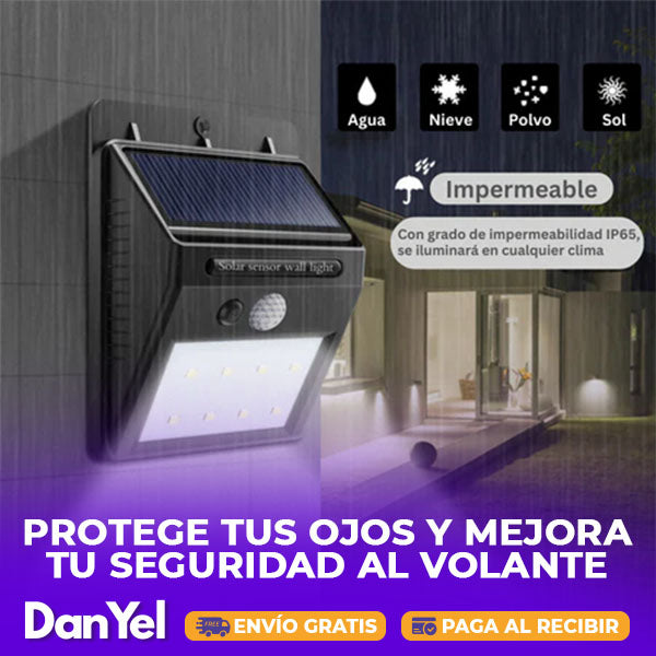 LUZ LED SOLAR, CON SENSOR DE MOVIMIENTO PARA JARDIN