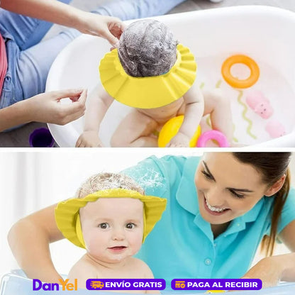 GORRO DE BAÑO CON PROTECCIÓN PARA BEBE 2X1