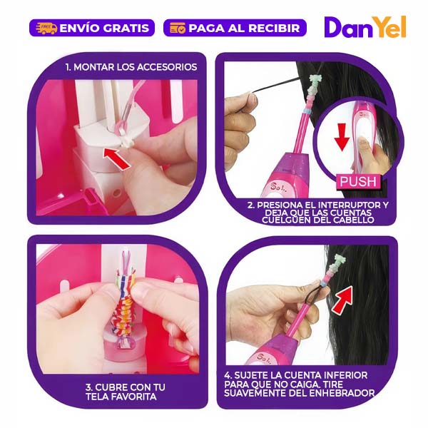 2 EN 1 SET PARA NIÑAS PARA HACER BRAZALETES Y DECORACION DE CABELLO