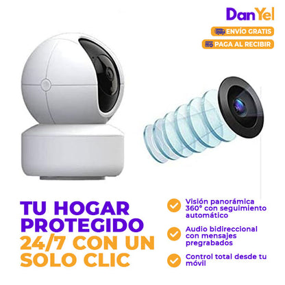 CAMARA INTELIGENTE WIFI CON AUDIO INTERIOR Y EXTERIOR CON ROTACION 360 GRADOS