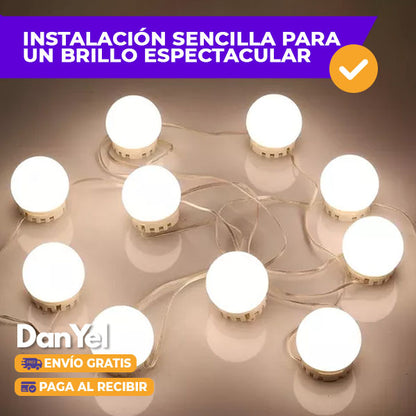 KIT DE LUCES LED PARA ESPEJO ESTILO HOLLYWOOD 10 PIEZAS