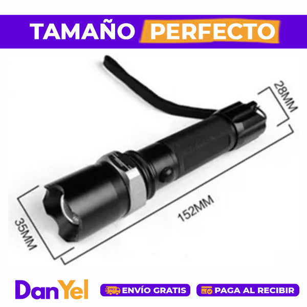 SUPER LINTERNA TACTICA 3.7 VOLTIOS RECARGABLE DE 50W