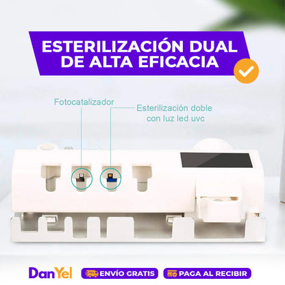 PORTA CEPILLO DISPENSADOR DE CREMA DENTAL CON ESTERILIZADOR UV