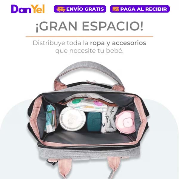 BOLSO PAÑALERA CON CUNA CAMBIADOR DE BEBE PLEGABLE MULTIUSOS