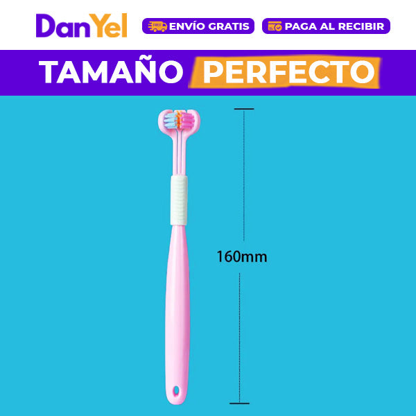 4x1 CEPILLO DE DIENTES DE TRES LADOS PARA NIÑOS Y ADULTOS 360° 4x1