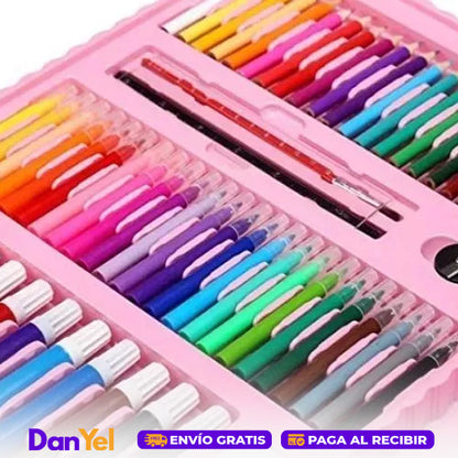 SET ARTE NIÑOS MALETA 208 PIEZAS CRAYON ACUARELA PLUMON