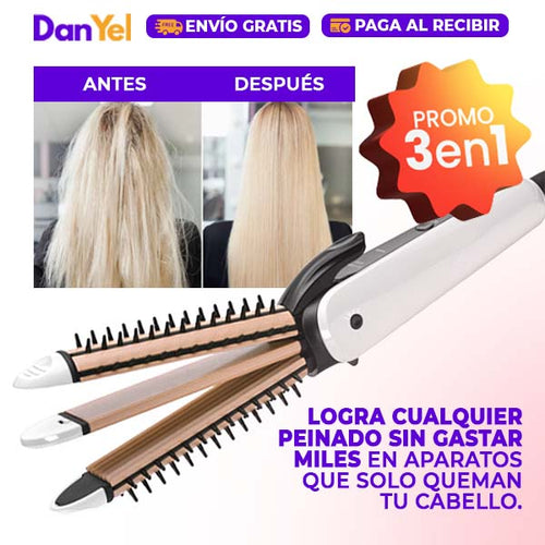 PLANCHA CABELLO 3 X 1 ALACIADO CREPE RIZADO PROFESIONAL