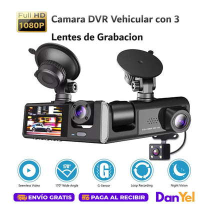 DASH CAM™ CÁMARA DE SEGURIDAD PARA CARRO 3 EN 1