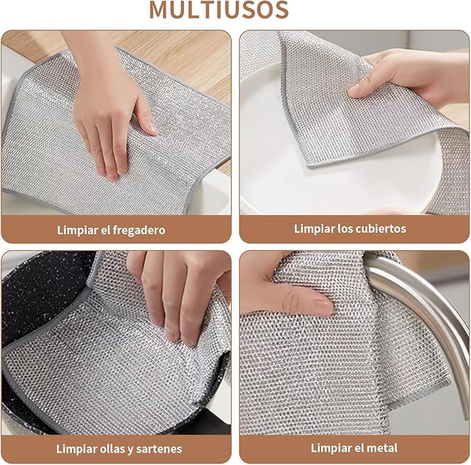 Set de 6 Trapos de Alambre Multiusos | Limpieza Profunda Sin Dañar Superficies