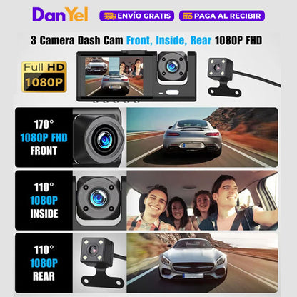 DASH CAM™ CÁMARA DE SEGURIDAD PARA CARRO 3 EN 1